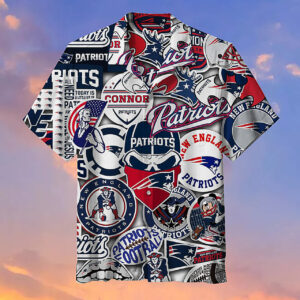 New England Patriots Striped Hawaiian Shirt 3D All Over Print, Men, Women, Unisex, Model 269