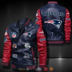 NFL New England Patriots logo team Bomber leather jacket