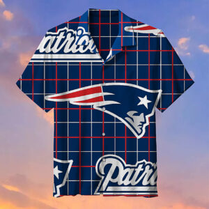 New England Patriots Striped Hawaiian Shirt 3D All Over Print, Men, Women, Unisex, Model 447