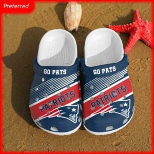 New England Patriots Go Pats Custom For Nfl Fans Clog Crocs Crocband Shoes, Men, Women, Model KH312