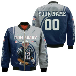 Tom Brady 12 New England Patriots Highlight Career Signatures For Fans 3D Personalized Bomber Jacket Model 6254