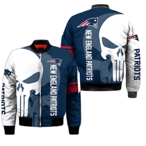 New England Patriots Bomber Jacket Graphic Skulls Men Gift For Fans